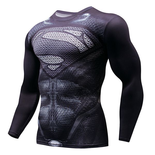 

new 2018 rashgard running shirt men t-shirt long sleeve compression shirts gym t-shirt fitness sport shirt men, Black;blue