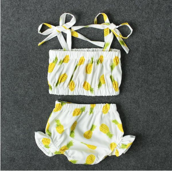 

girl pineapple print swimsuit baby girl swimwear two pieces kids summer bikini sets baby clothes cnu 008, Blue