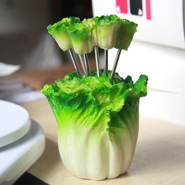 

wholesale-bling recommend chinese cabbage style fruit fork stainless steel fruit sign fashion fork 810 - 7