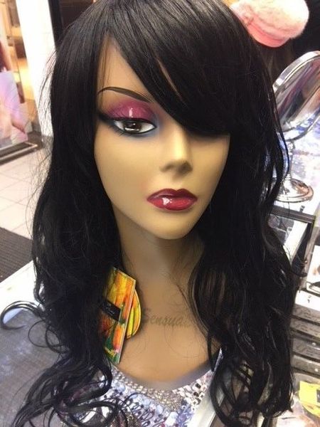 

fashion cos womens synthetic black long wavy wigs hair, Black;brown
