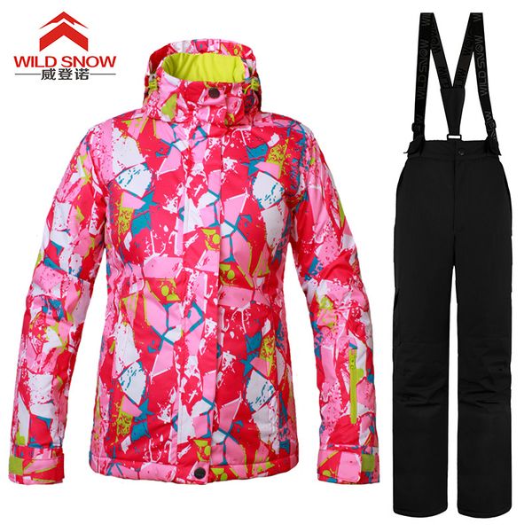 

2018 new wild snow women ski suit windproof waterproof outdoor sport wear female camping riding skiing warm snowboard ski set
