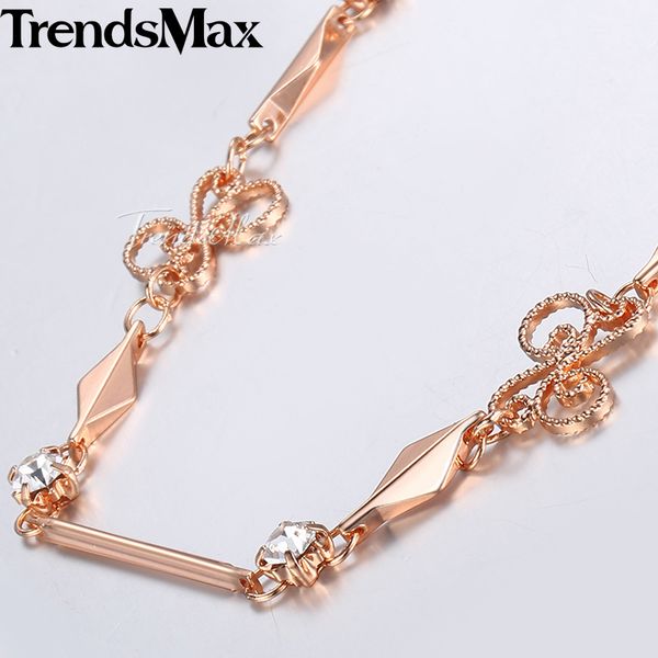 

trendsmax necklaces for women girls 585 rose gold flower leaf links chains womens necklace gifts jewelry gn241, Silver