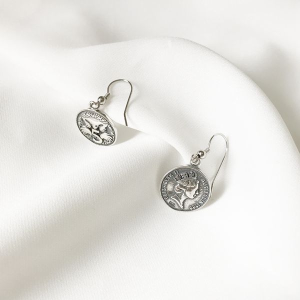

louleur 925 sterling silver coin earrings fashion trendy coin punk style earrings for women 2018 charms personality jewelry gift, Golden;silver
