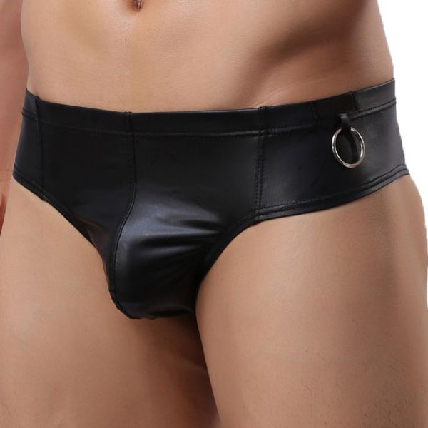 

smooth leather bikini mens underwear boxer shorts fashion u convex pouch male underwear underpants men mini boxers, Black;white