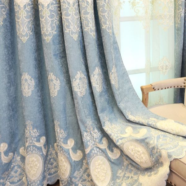 

european chenille sponge embroidered cloth embroidered blackout curtain embroidered curtain yarn living room bedroom