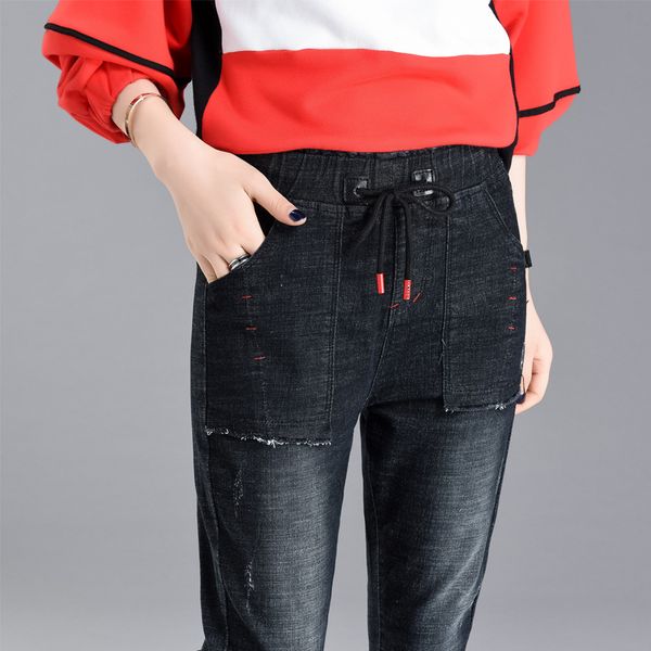 

elastic jeans woman skinny high waist women jeans leisure trend tether blue black push up denim pencil pants plus size
