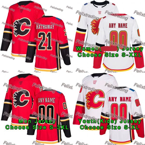 

21 Garnet Hathaway Calgary Flames Elias Lindholm Daniel Pribyl Sean Monahan Sam Bennett Austin Czarnik Mark Jankowski Hockey Jerseys