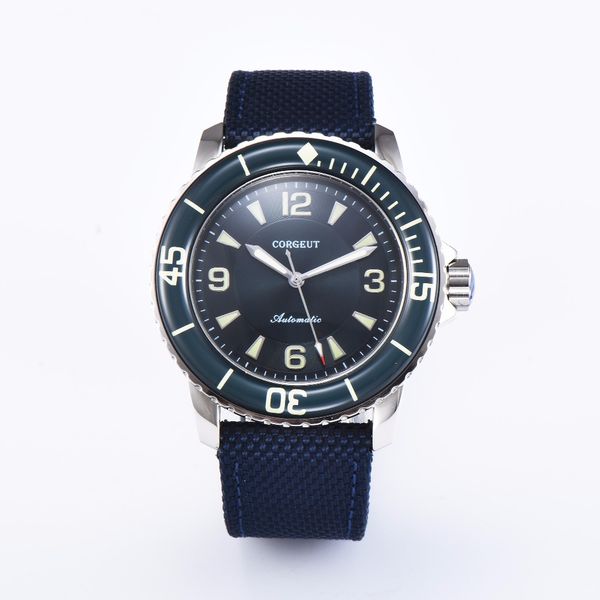 

new 45mm corgeut green&black dial ordinary glass luminous diving automatic wristwatch27, Slivery;brown