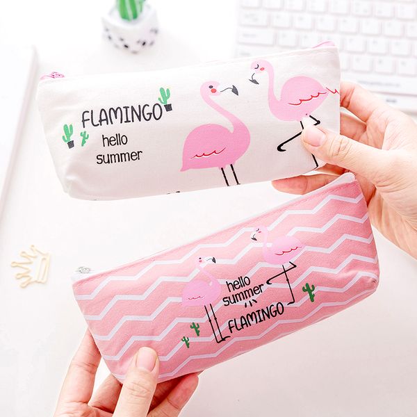 

kawaii cute flamingo canvas pencil case storage organizer pen bags pouch school supply stationery cosmetic makeup bag pencilcase