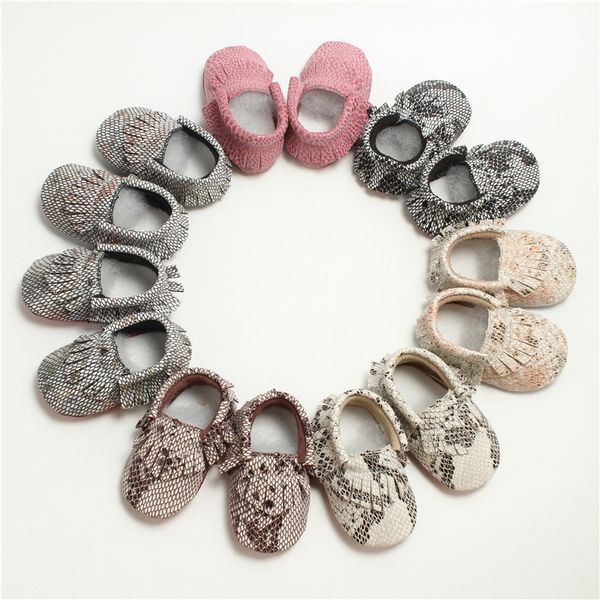 

genuine leather baby moccasins snake grain soft bottom baby boys girls shoes first walkers 0-24m