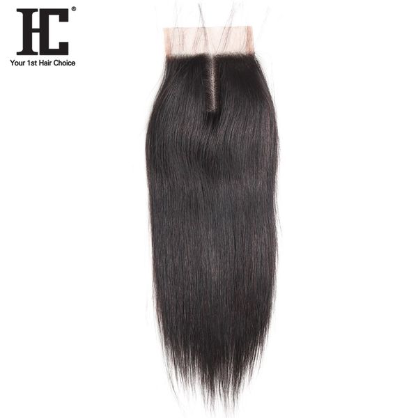 

hc hair products straight remy hair 4x4 middle part lace closure 8-18inch natural color one piece 100% human hair ing, Black;brown