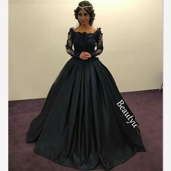 

2019 изящные черные принцесса вечерние платья с длинными рукавами sheer кружева бисером аппликации scoop ruched вечерние платья формальное п, Black;red