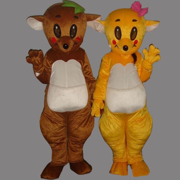 2018 Desconto venda de fábrica Bonito Canguru Mascote Traje de Halloween Natal Vestido de Aniversário Tamanho Adulto AU Kangaroo Mascote Frete Grátis