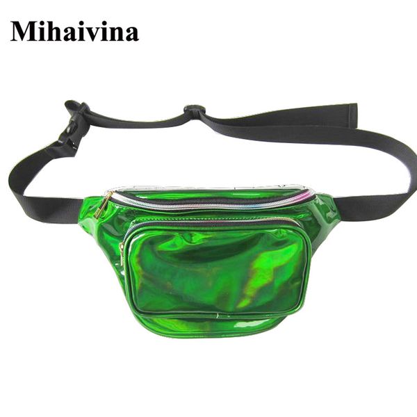 

mihaivina women waist belt bag pu hologram chest pack hip belt pouch waterproof laser fanny pack travel cashier pouch bag bolosa