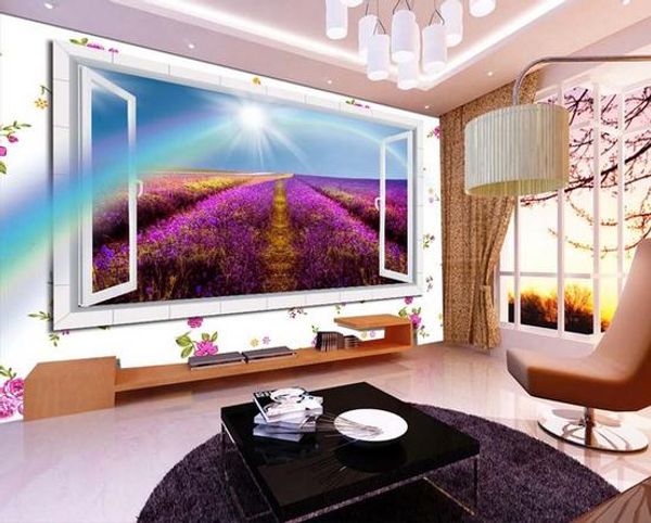 

3d стерео лаванда тв фон настенная роспись 3d обои 3d обои 3d обои обои для тв фон