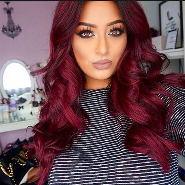 8a 99j Peruvian Body Wave Virgin Hair 3 Bundles Wine Red Peruvian
