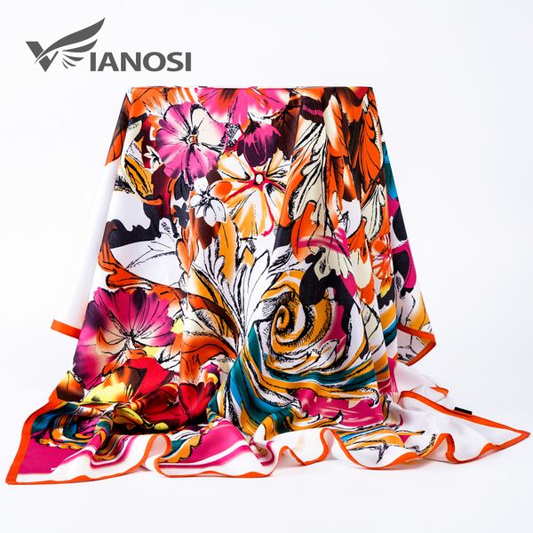 

[viaons] fashion woman silk scarf 100*100cm square satin scarves women head scarf for hair wj812, Blue;gray