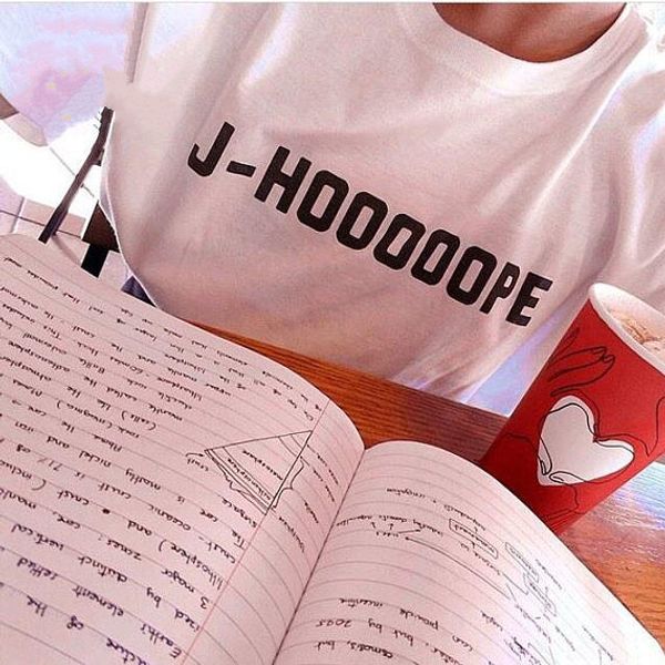 

okoufen bts j-hooooope tshirt womens/mens fashion tee short sleeve tumblr casual letter print clothing ing, White