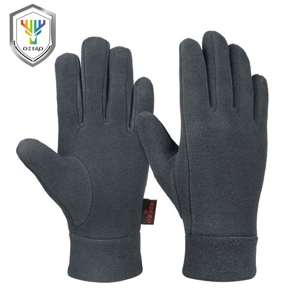

ozero running winter gloves windproof liners thermal polar reflective thicken keep warm gloves sport biking for men women, Black