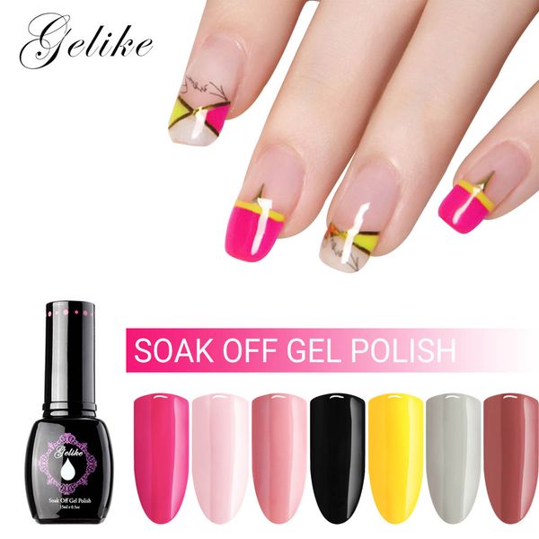 

gelike color coat nail gel polish soak off uv led nail gel fast dry primer strengthen coat gelpolish, Red;pink