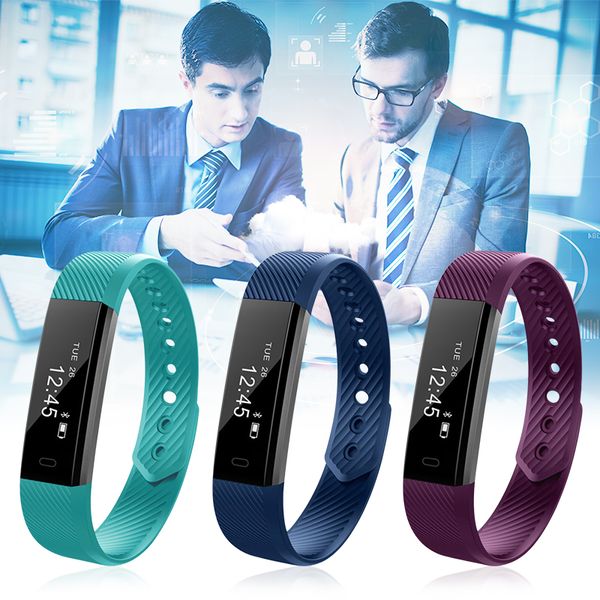 

smart bracelet fitness tracker step counter id115 for iphone bluetooth control wristband support for android activity pedometer