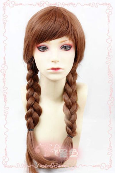 

snow queen anna brown weave ponytail cosplay anime wig, Black