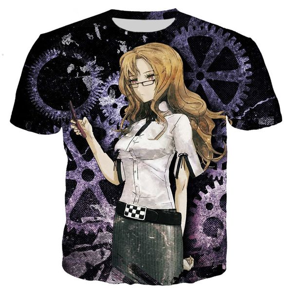 

новейшая мода аниме игра steins gate 0 футболка смешные 3d печатных женщин / мужчин с коротким рукавом мужская футболка повседневная топы k1, White;black
