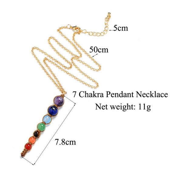 

7 yoga chakra natural stone necklace reiki healing balance buddha necklace power inspirational jewelry for women gift, Silver