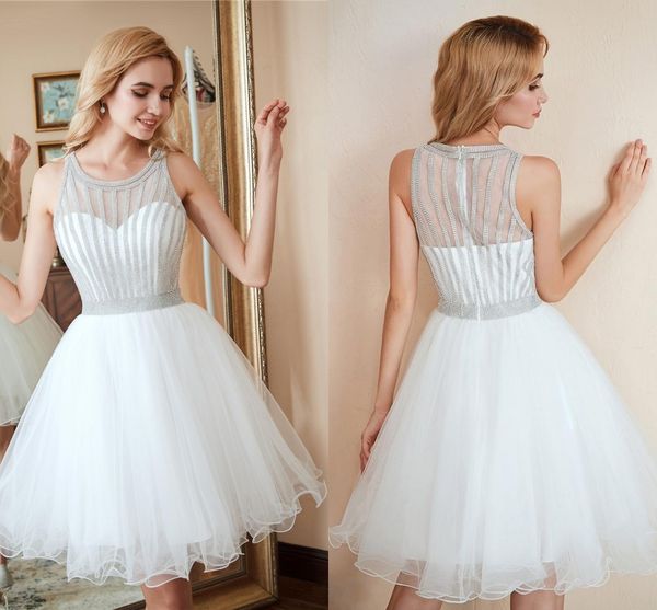 

real picture jewel back zipper tulle exposed boning formal prom dresses with short length cocktail party dresses dh4194, Black