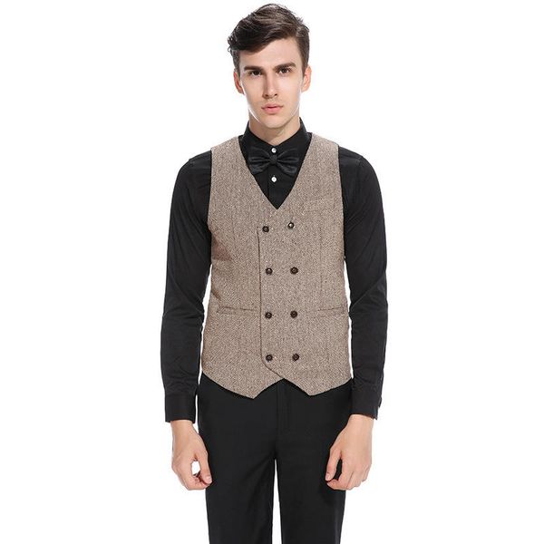 

new double-breasted design ou code british style retro s-2xl size men's suit vest, Black;white