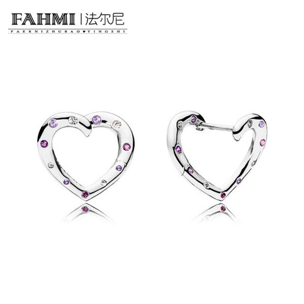 

fahmi 100% 925 sterling silver 1:1 original bright heart earrings 297231nrpmx vintage women's jewelry wedding gift, Golden;silver