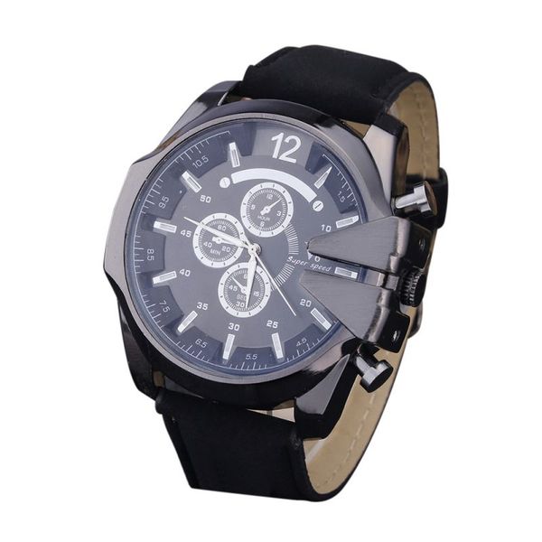 

fashion sport new men watch business watches leather strap men's watch clock, Slivery;brown