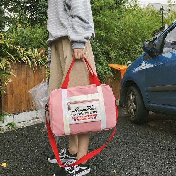 

selling fashion canvas travel bag casual large tote handbags big capacity woman pink shoulder bags xfx-610