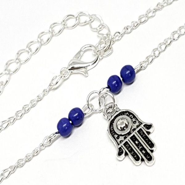 

hamsa hand ankle bracelet for women foot jewelry vintage silver chain dancing beach beaded bracelets boho ethnic bangles gift, Golden;silver