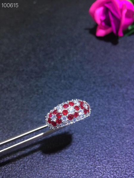 

natural red ruby gem ring natural gemstone ring s925 silver luxurious big wide thick women wedding gift fine jewelry, Golden;silver