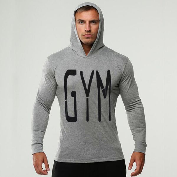 

bodybuilding clothes men t-shirt hooded gyms sweatshirt gold long sleeve cotton sportwear fitness pullover muscle tee shirt, White;black