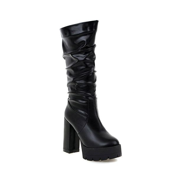 

new winter women boots high heels boots woman knee high snow boots woman large size 34-43, Black