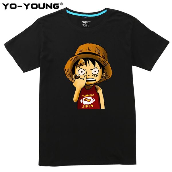 

yo-young men t-shirts anime one piece luffy childhood quality printed 100% cotton casual summer tees homme, White;black