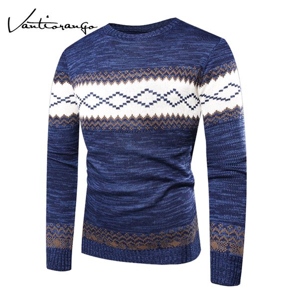 

vantiorango men sweater new fashion patchwork england style fit slim computer knitting o-neck long sleeve pullovers ltt00045, White;black