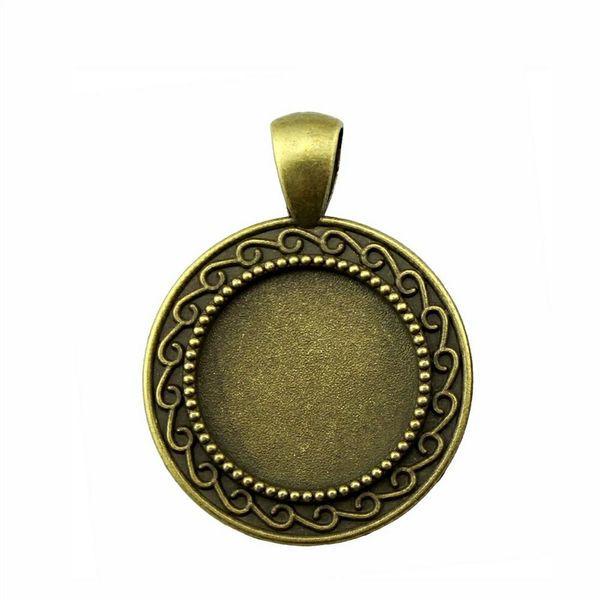 

12 pieces cabochon cameo base tray bezel blank accessories jewelry perforation classic inner size 18mm round necklace pendant setting, Slivery;crystal