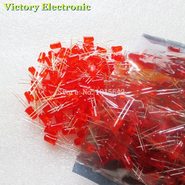 

200pcs/lot 5mm red led diode round diffused red color light lamp f5 dip highlight new wholesale electronic