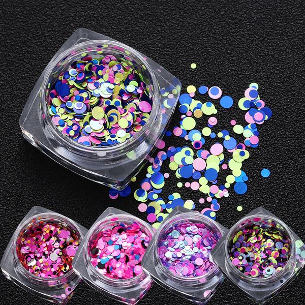 Decoração Art Beauty Color Mixed Nail Art Glitter Sequins forma redonda prego Glitter Adesivos Bling Efeito prego