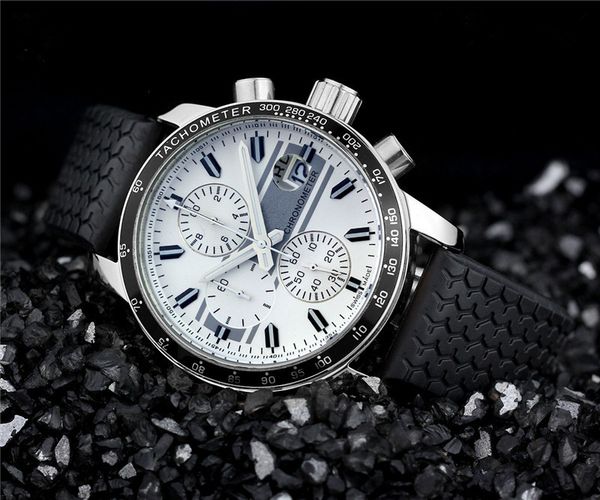 

luxury watch for men quartz satch man chronograph watches stainless steel wrist watch rubber band cp17, Slivery;brown