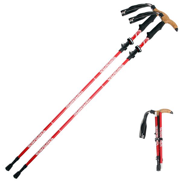 

koraman adjustable canes t handle outdoor camping equipment alpenstock ultralight walking canes trekking trail poles trekking514