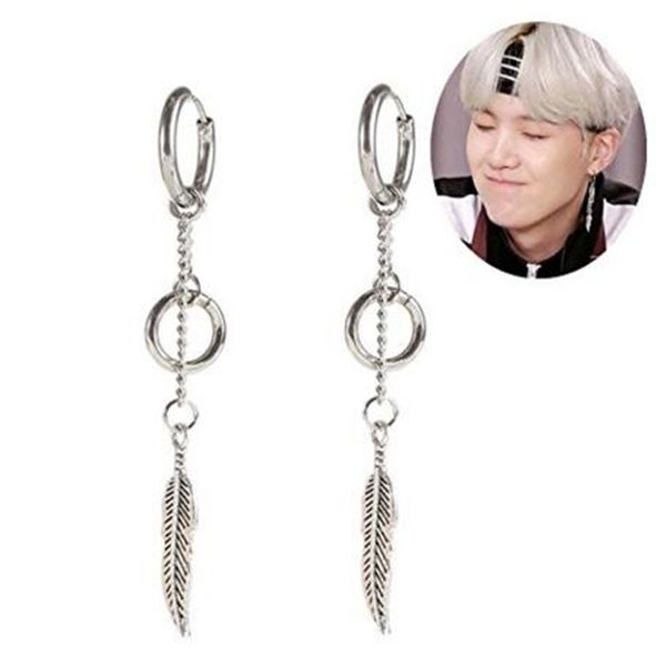 

1pair V BTS Earrings DNA Korean hoop Earrings Long Men Bangtan Boys V DNA Earring For Women Men BTS Album Accessories Kpop