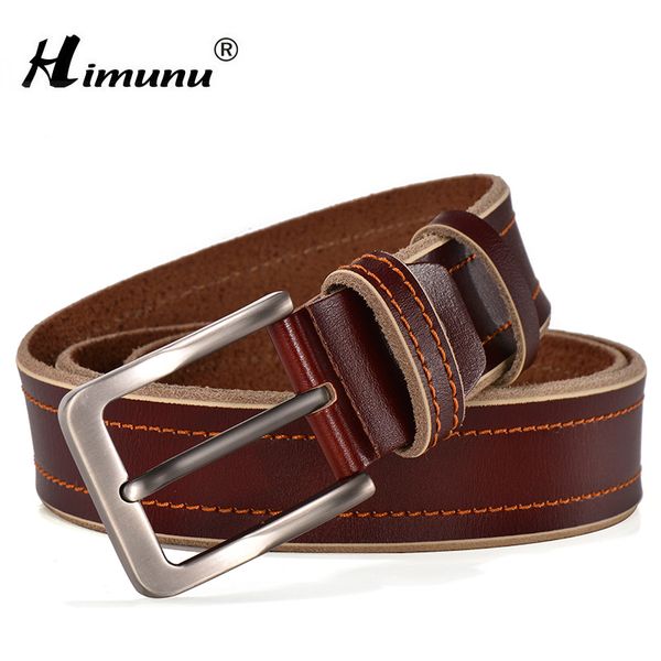 

himunu] new arrival good cowskin designer belts men genuine leather belt man fashion brand strap male jeans cintos, Black;brown