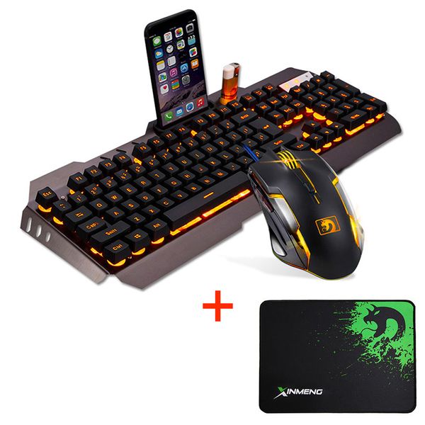 

wired led backlit multimedia ergonomic usb gaming keyboard mouse combo illuminated 2000dpi optical gamer mouse sets + mouse pad