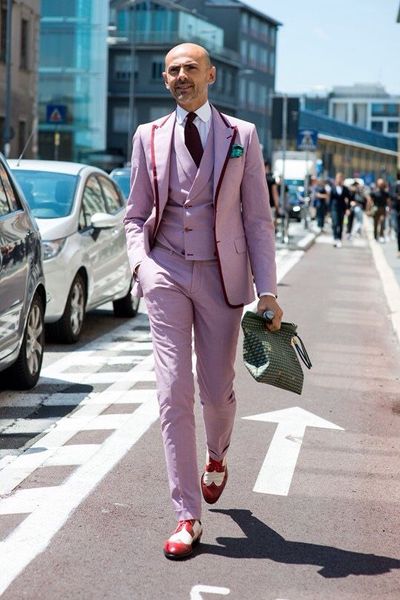 Brand New Peak Lapel Pink Two Buttons Wedding Groom Tuxedos Trajes de hombre Boda / Baile de graduación / Cena Best Man Blazer (Chaqueta + Corbata + Chaleco + Pantalones) A A