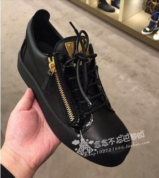 

Zanotti italy de igner hoe genuine leather ca ual hoe golden zipper men and women low luxury neaker trainer 35 47