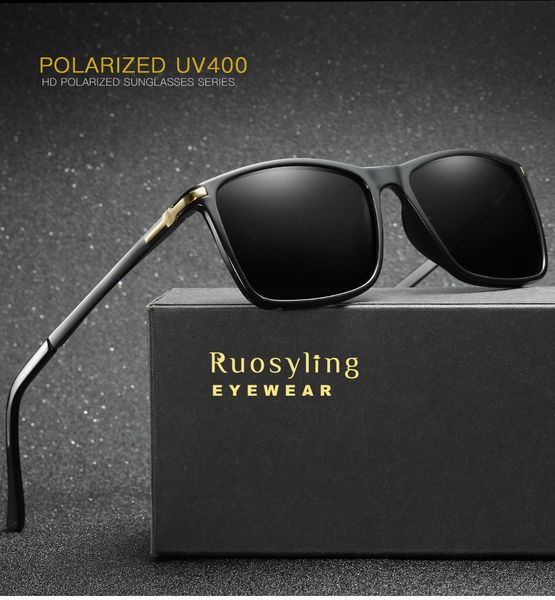 

ruosyling polarized sunglasses man male 2018 plastic tr frame uv400 sunglasses men italy classic design sun glasses gafas, White;black